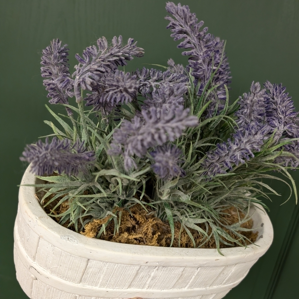 Faux Lavender Plant In White Container - Picture 5 of 8